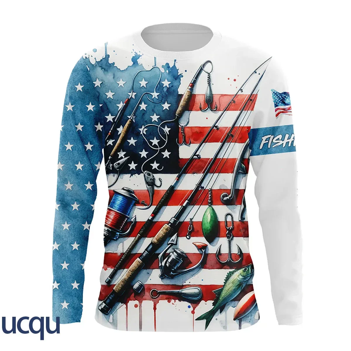 

Новая модная рубашка для рыбалки с американским флагом, спортивная футболка для мужчин и женщин, с длинными рукавами, 3D-дизайн, стильная одежда