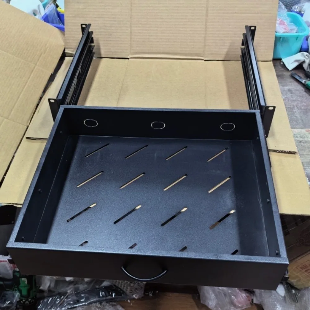 016 19 inch cabinet sliding laminate telescopic tray machine room keyboard storage rack 1U drawer mouse stretchable baffle