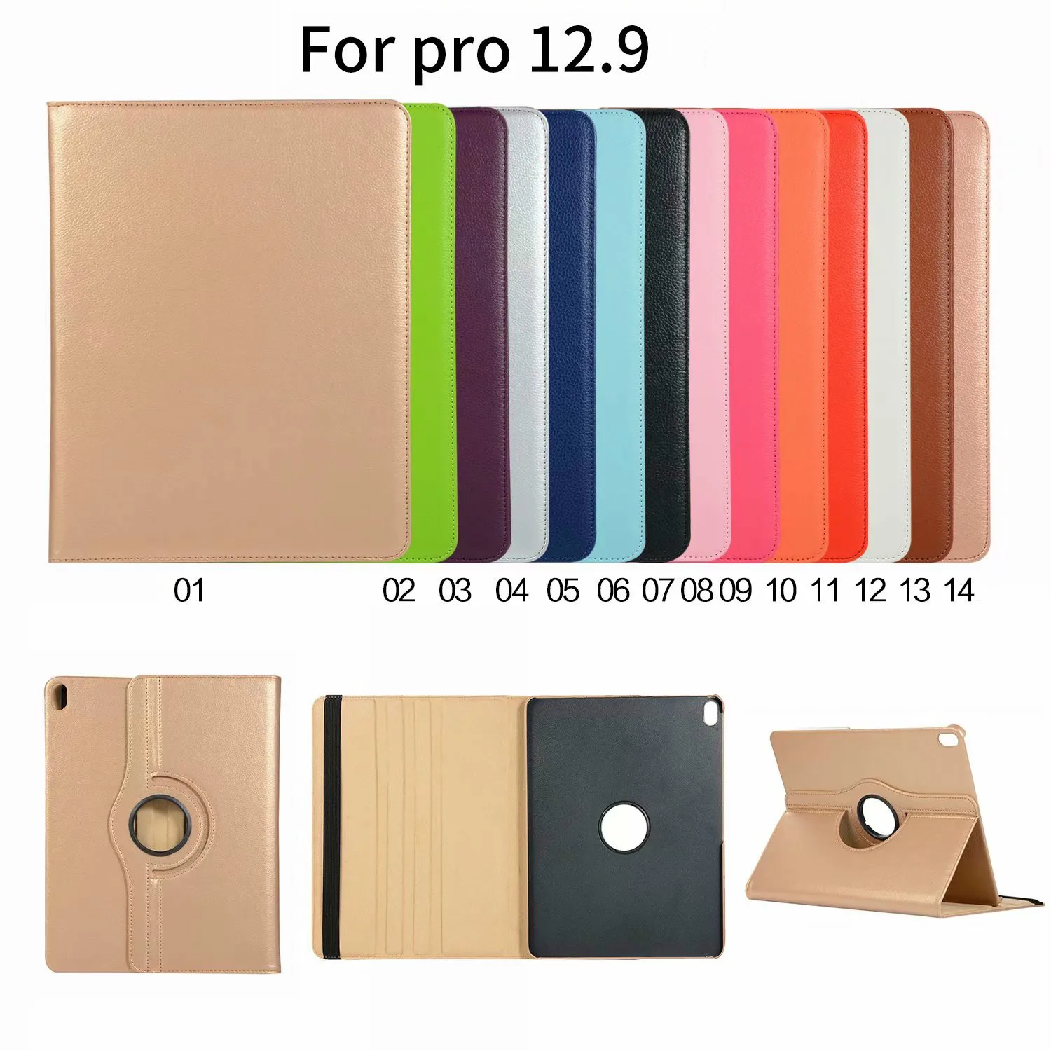 

360 Degrees Rotating PU Leather Flip Cover Case For iPad Pro 12.9 Case Smart Tablet Case Auto Sleep / Wake 2015/2017 2018/2020