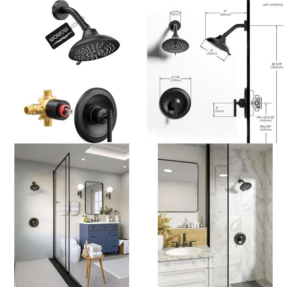 

Modern 6-Inch Rain Shower Head Combo Set with Single Handle Shower Trim Kit for Bathroom