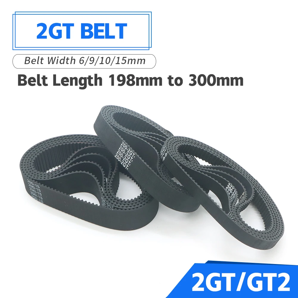 2GT Belt Width 6/10/15mm GT2 Timing Belt Closed Loop Rubber Perimeter 198mm~300mm Timing Synchronous Belt 3D Printer Belt Parts