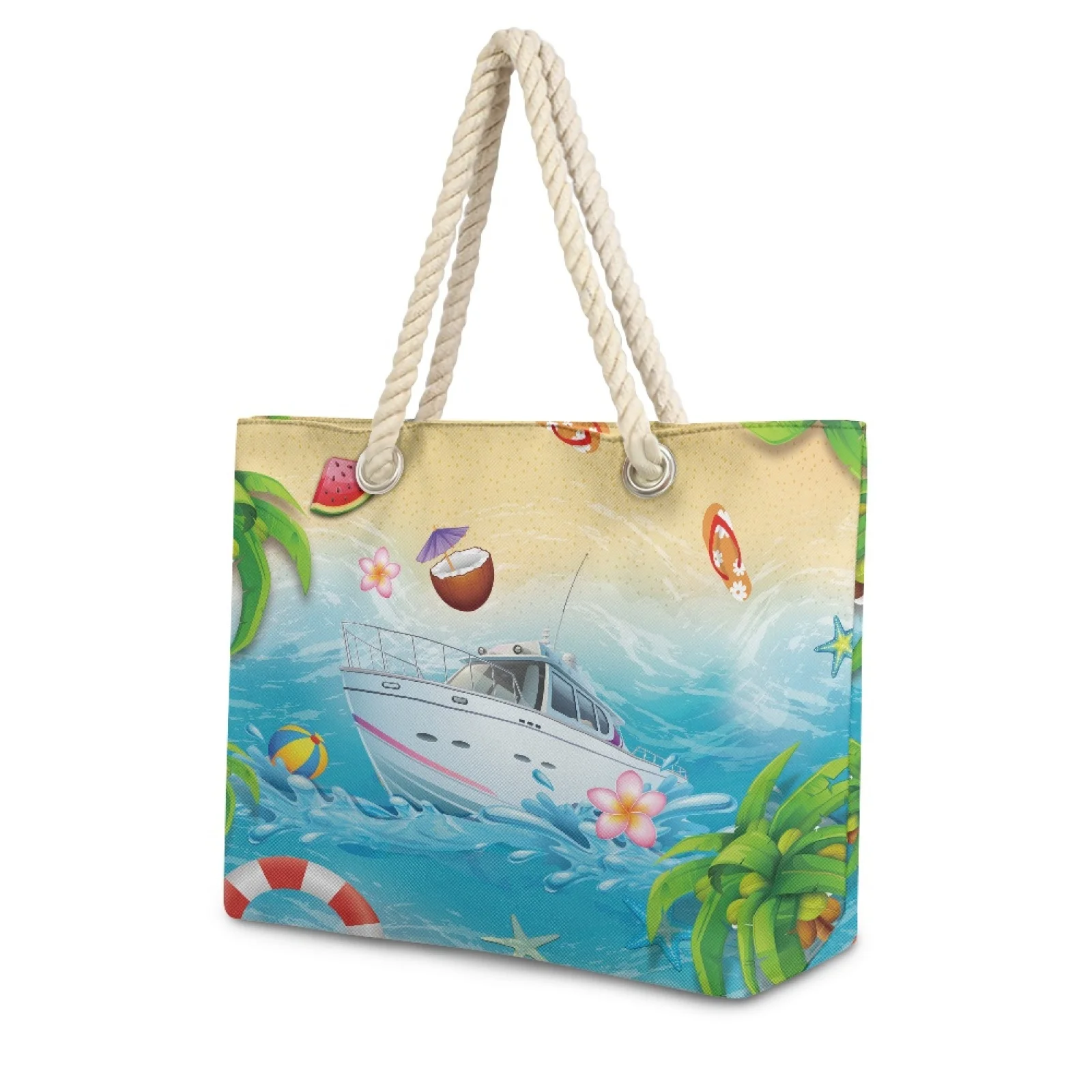 حقيبة كتف نسائية كاجوال من القماش من HYCOOL حقيبة يد كروس على طراز الشاطئ مطبوعة للسيدات #2