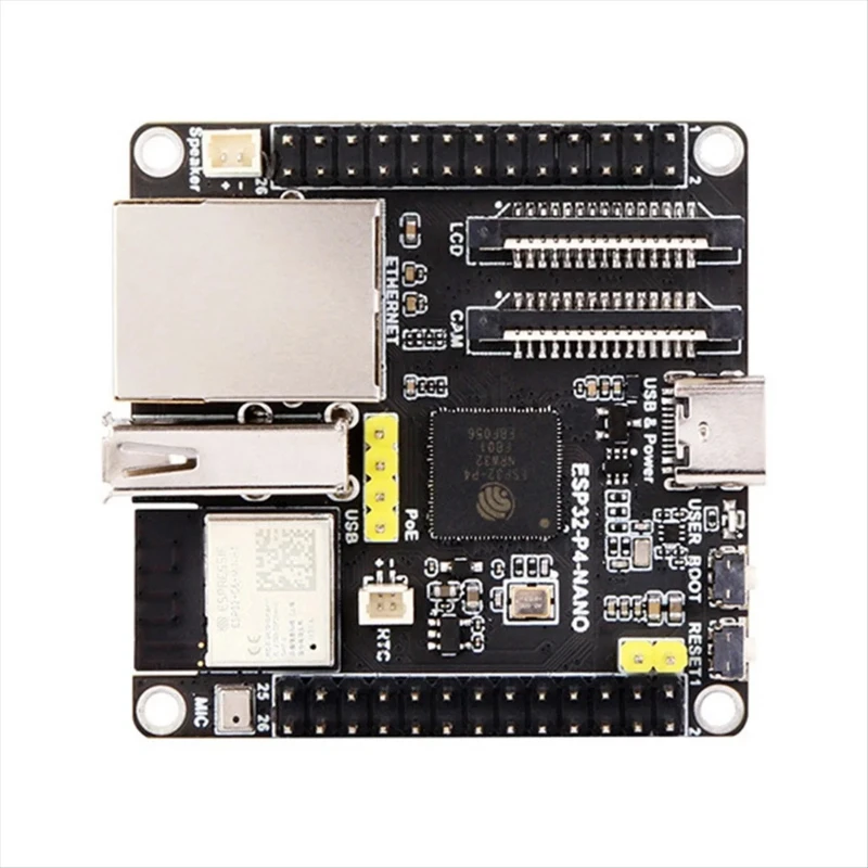

ESP32-P4-NANO Development Board+POE Module+Speaker Kit Dual-Core RISC-V WiFi6 Bluetooth5/BLE RJ45 100M Ethernet Port