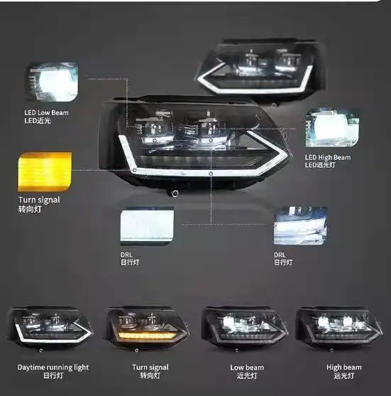 

2011-2014 для Volkswagen VOLKSWAGEN CARAVELLE T5 светодиодная фара черный корпус Yz