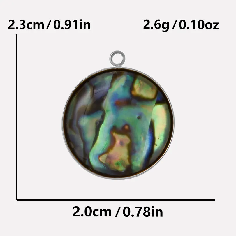 3pcs Abalone Shell Charm Round Rectangle Pendants