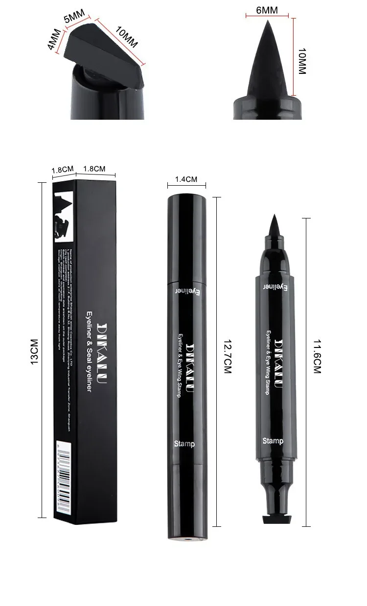 Black Liquid Eyeliner With Stamp Waterproof Thin Eye Liner Pencil Matte Arrow for Eyes Long Lasting Makeup Women Cosmetics