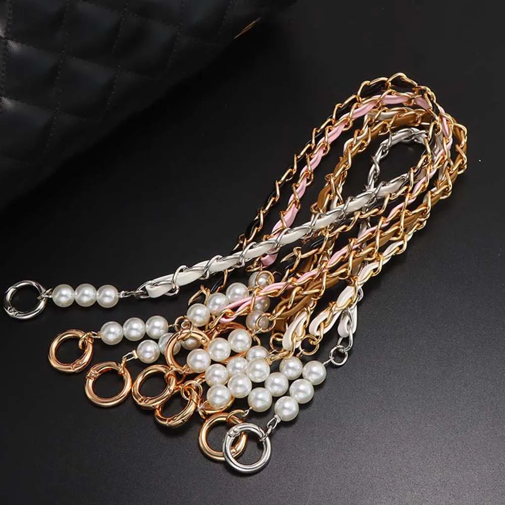 42cm Fashion Phone Case Universal Lanyard PU Leather Handbag Chain Women\'s Short Simulated Pearl Shoulder Strap Bag Accessories