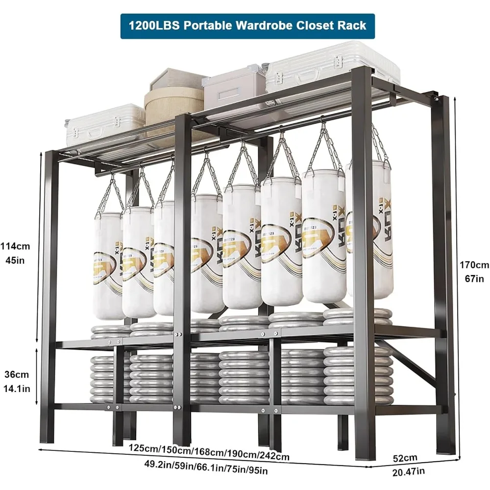 Sturdy 95-Inch Foldable Black Cover Clothes Rack for Portable Hanging Storage and Wardrobe Organization