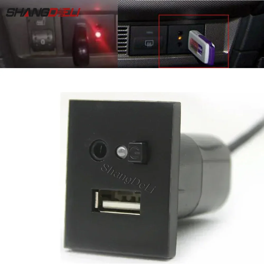 Black Auto Media Audio USB AUX Socket Connector Mini Cable Input Jack Control Switch Fit For Ford Focus 2 Mk2 2009-2011