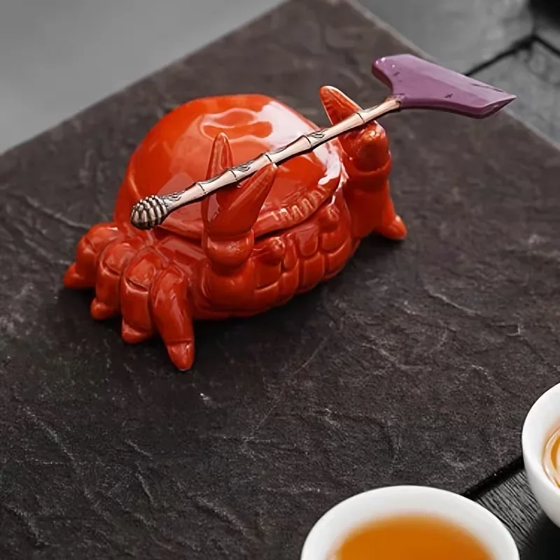 2026 red ceramic crab ashtray 1pc with realistic claw design non-electric desktop decorative cigarette tray for home and office