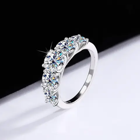 슈퍼 럭셔리 18K 화이트 골드 반지 상감 스파클링 5pcs 다이아몬드 모든 5 캐럿 VVS1 D 컬러 Moissanite 결혼 반지 여성을위한 Best5 슈퍼 럭셔리 18K 화이트 골드 반지 상감 스파클링 5pcs 다이아몬드 모든 5 캐럿 VVS1 D 컬러 Moissanite 결혼 반지 여성을위한 Best5
