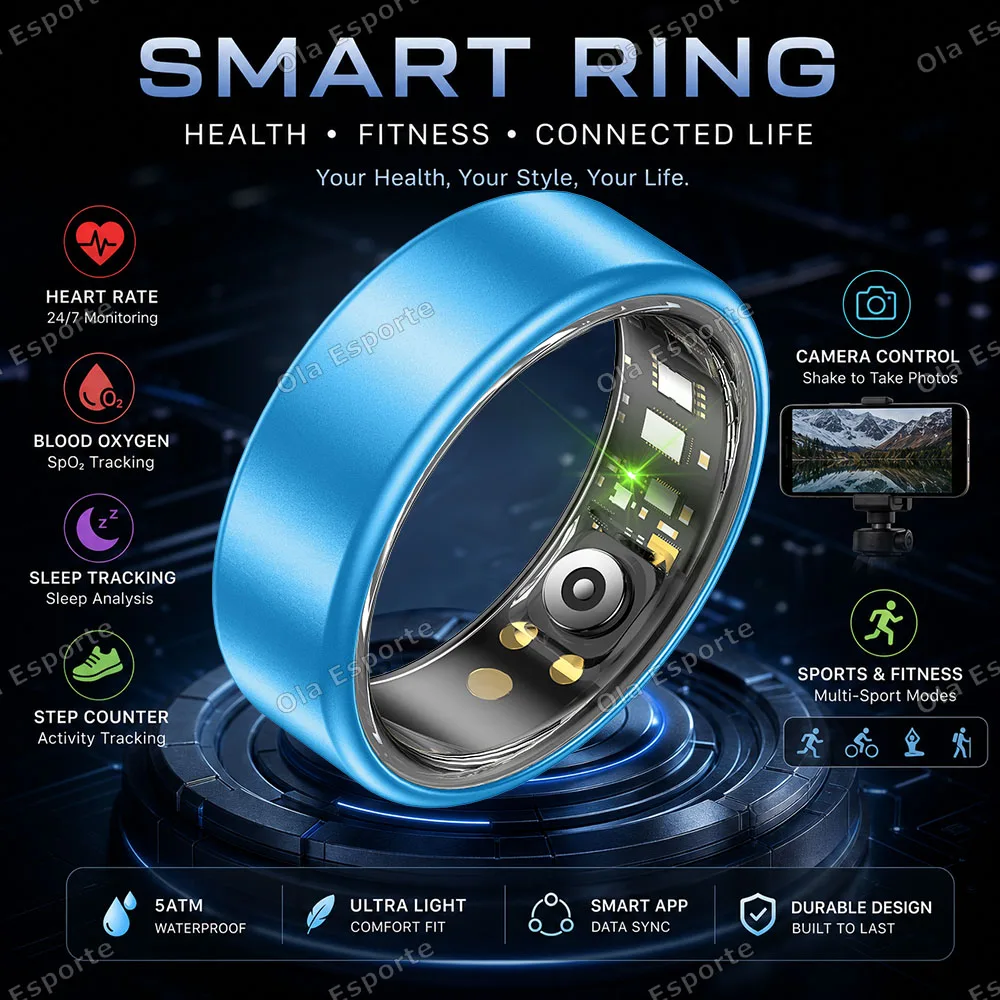 Verschiedene Farben Smart Ring für Männer und Frauen Bluetooth-Monitor Blut-Herzfrequenz Blutsauerstoff-Monitor Smartring Sport Wasserdichter Ring R12