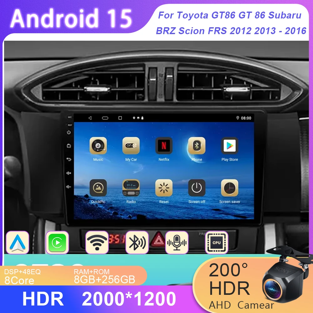 Carplay Multimedia Video Für Toyota GT86 GT 86 Subaru BRZ Scion FRS 2012 2013-2016 Auto Android 15 Auto radio GPS Navigation