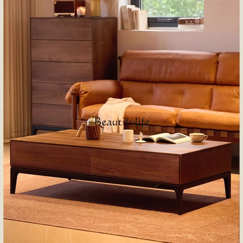 

Black Walnut Modern Minimalist Solid Wood Floor Tea Table Black Minimalist Storage Cabinet