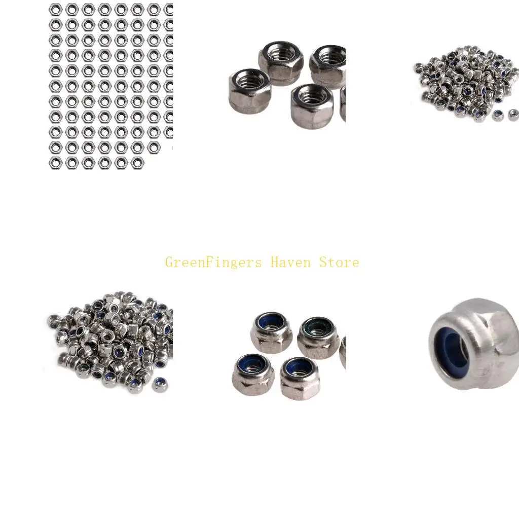 F68D 100 Pcs/Set Stainless Steel Screw Lock Nylon Nut Insert Locking 3mm