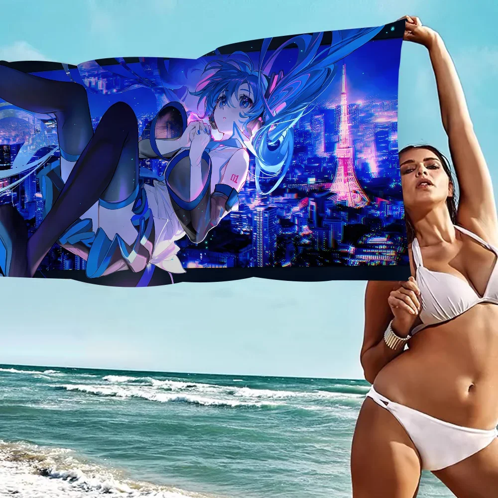 

H-HATSUNE M-MIKU Microfiber Printed Beach Towel Mountain Climbing Yoga Beach Swimming Running Absorbent Soft Towel