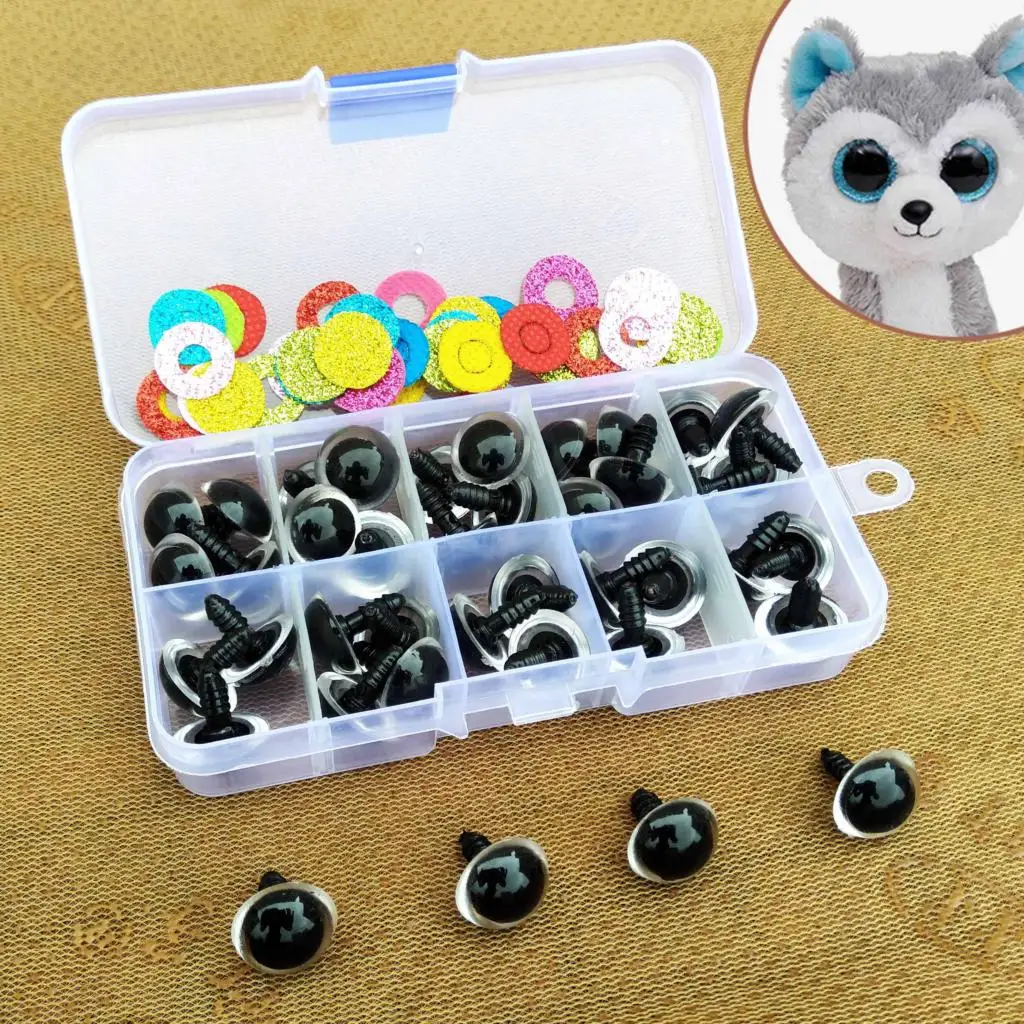 16mm Box bezpieczeństwo plastikowe kolorowe lalki oczy na zabawki szydełkowe pluszaki lalki Crafty Amigurumi oczy na zabawki pluszowe akcesoria