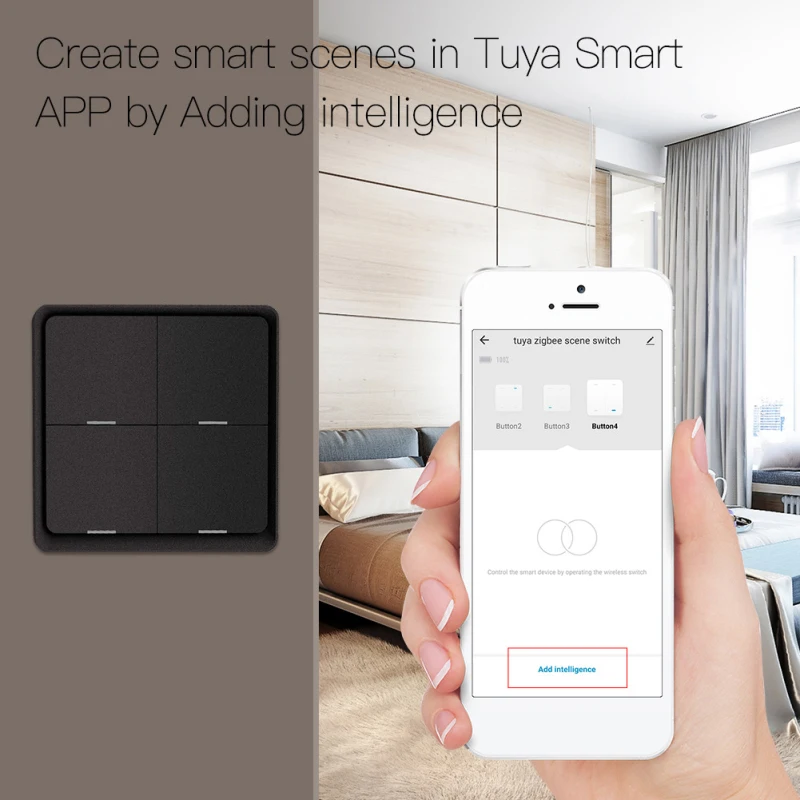 Tuya Switch Long Battery Life Magnetic Smart Life App Battery Powered For Tuya Devices Wireless 12 Scene Switch