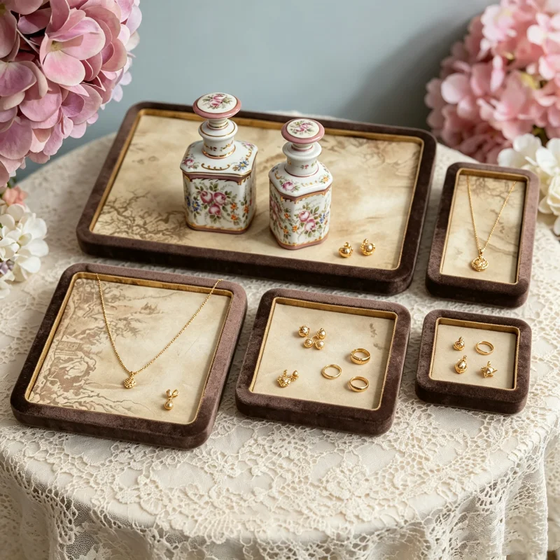 Luxury Chinese Embroidered Velvet Tray, Ramadan Gift for Women, Counter Display & Live Viewing Plate for Bangle & Hand String