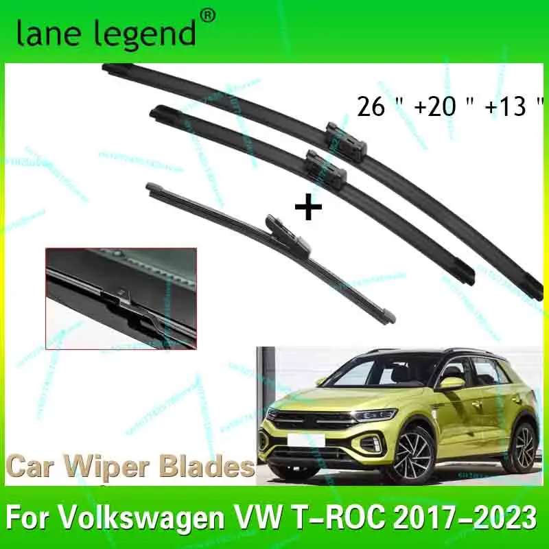 

Передние и задние щетки стеклоочистителя для Volkswagen VW T-ROC 2017-2023 26 "+ 20" + 13 "переднее стекло, аксессуары для резки окон