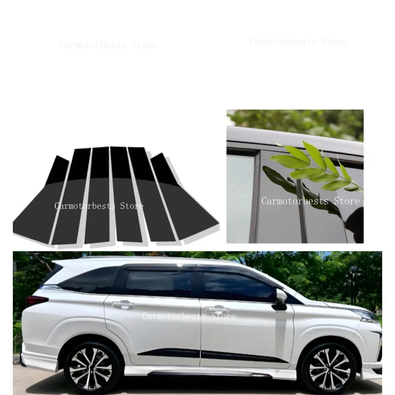 6PCS Glossy Black B C Pillar Posts Sticker Fit For Toyota Veloz Avanza 2022-2025  Window Center Column Cover Trim