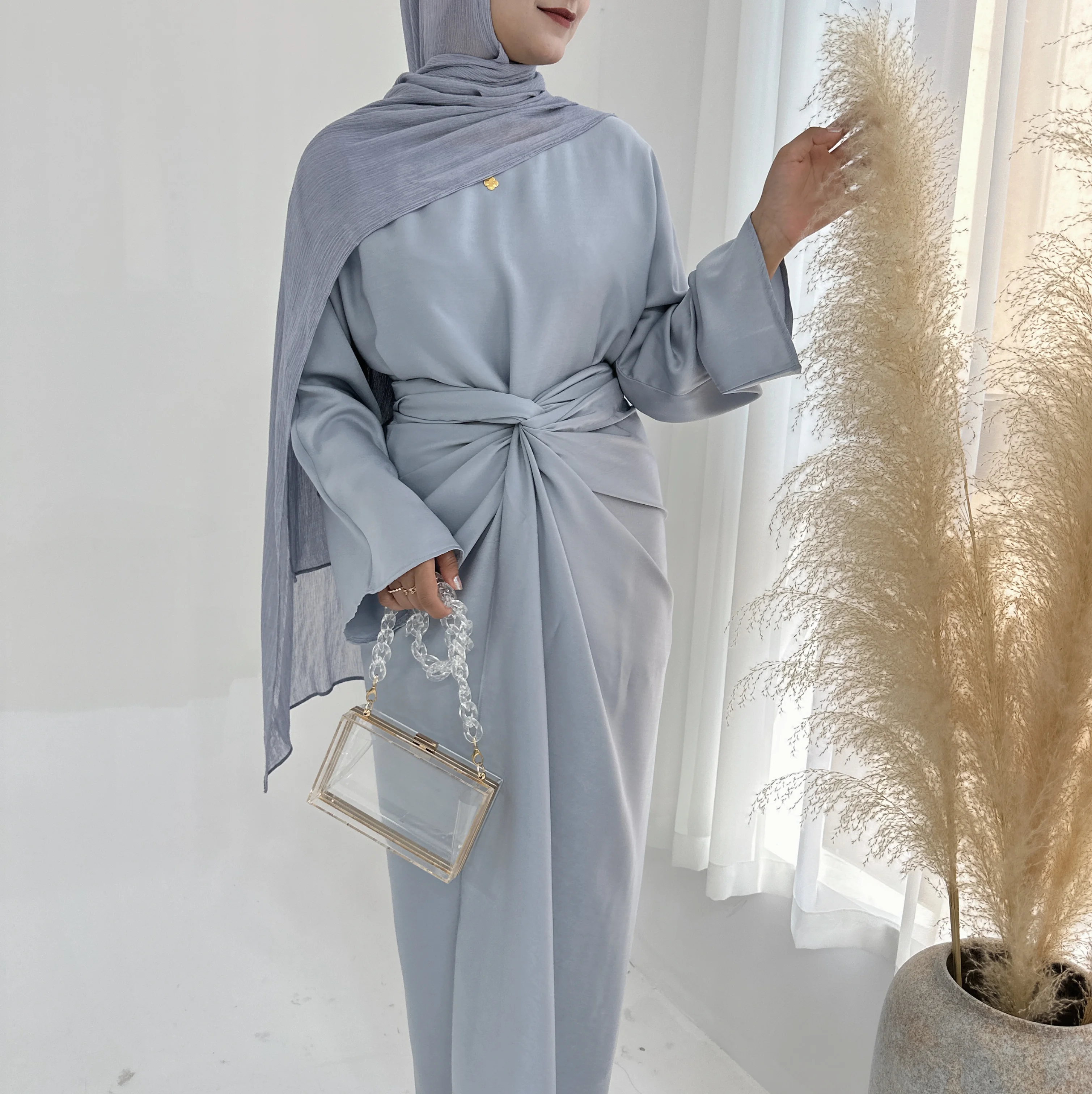 Vestido rosa de lujo para mujer musulmana, Abaya de Dubái, Eid, ropa elegante y modesta para fiesta, Kimono femenino de Palestina, novedad de 2024