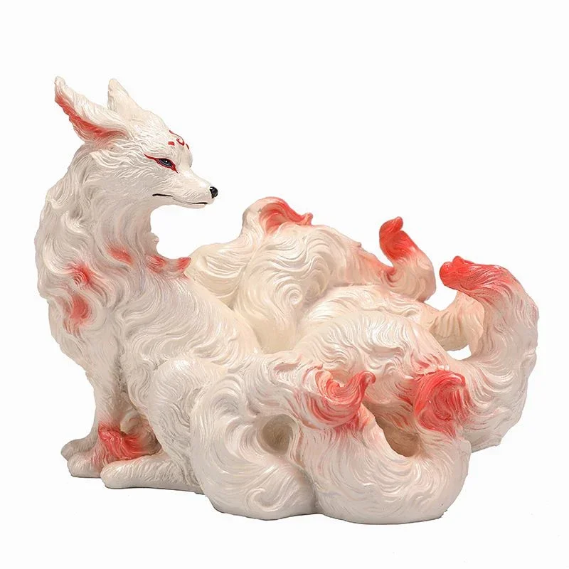 Nine-tailed Fox Ornament Resin Handmade Animal Statue Desk Decoration Home Decoration Accessories Christmas Birthday Gift