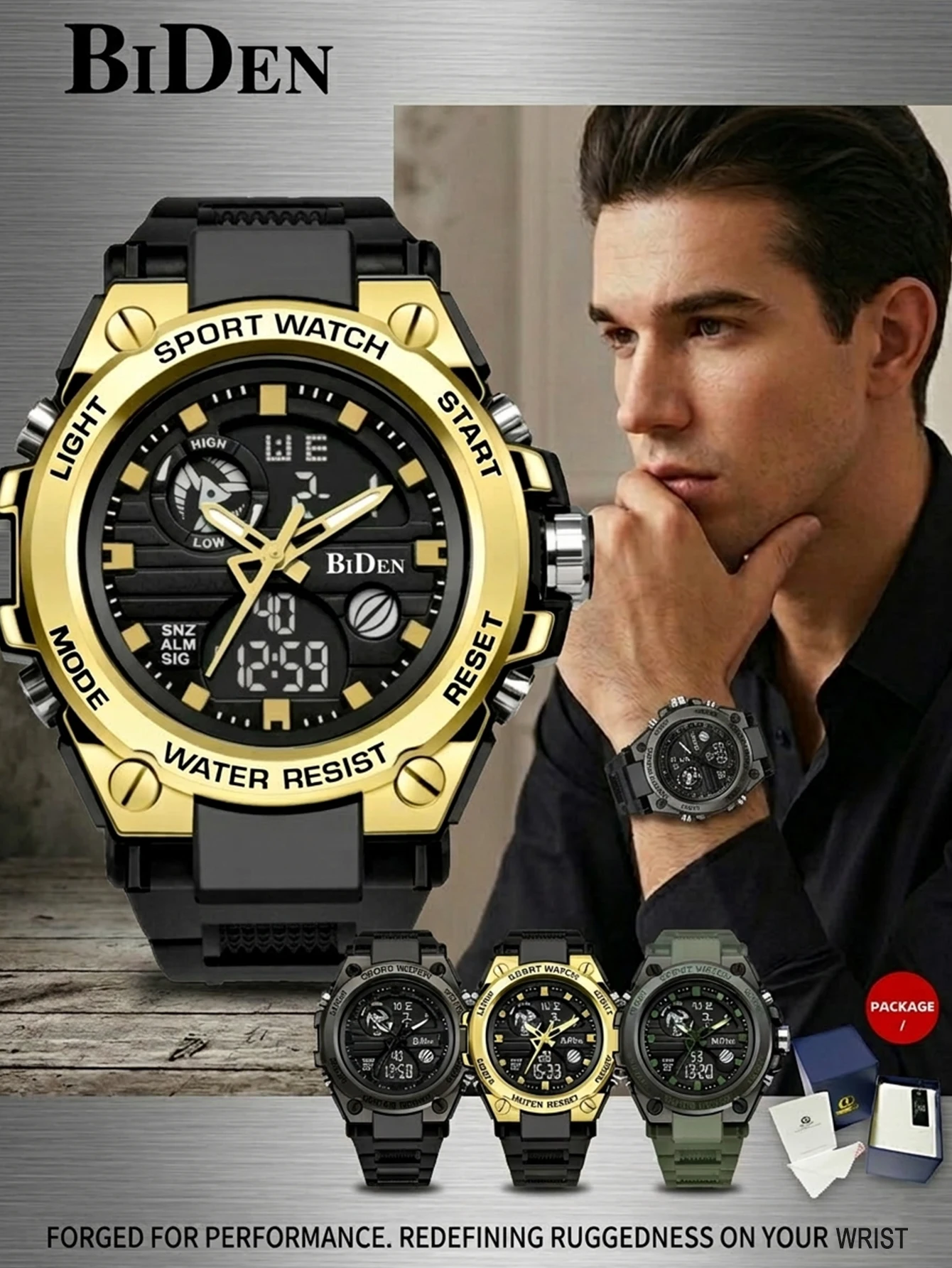 Men's electronic watch with night light dual display multifunctional watch for boys, students, teenagers, outdoor sports trend