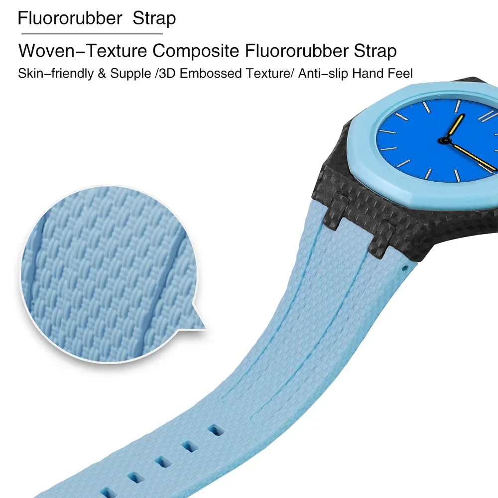 For Swatch X AP Royal POP Pocket Watch Strap All-in-One Bioceramics Watch Case +Nylon / Fluororubber Band 3/12 Clock Mod Kit