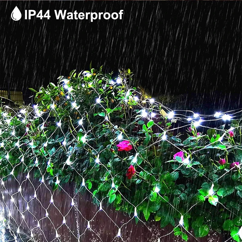 3M-18M LED Outdoor Fishing Net Christmas Fairy Lights Festoon Garden Street Garland Curtain For Tree New Year Decoration 2024