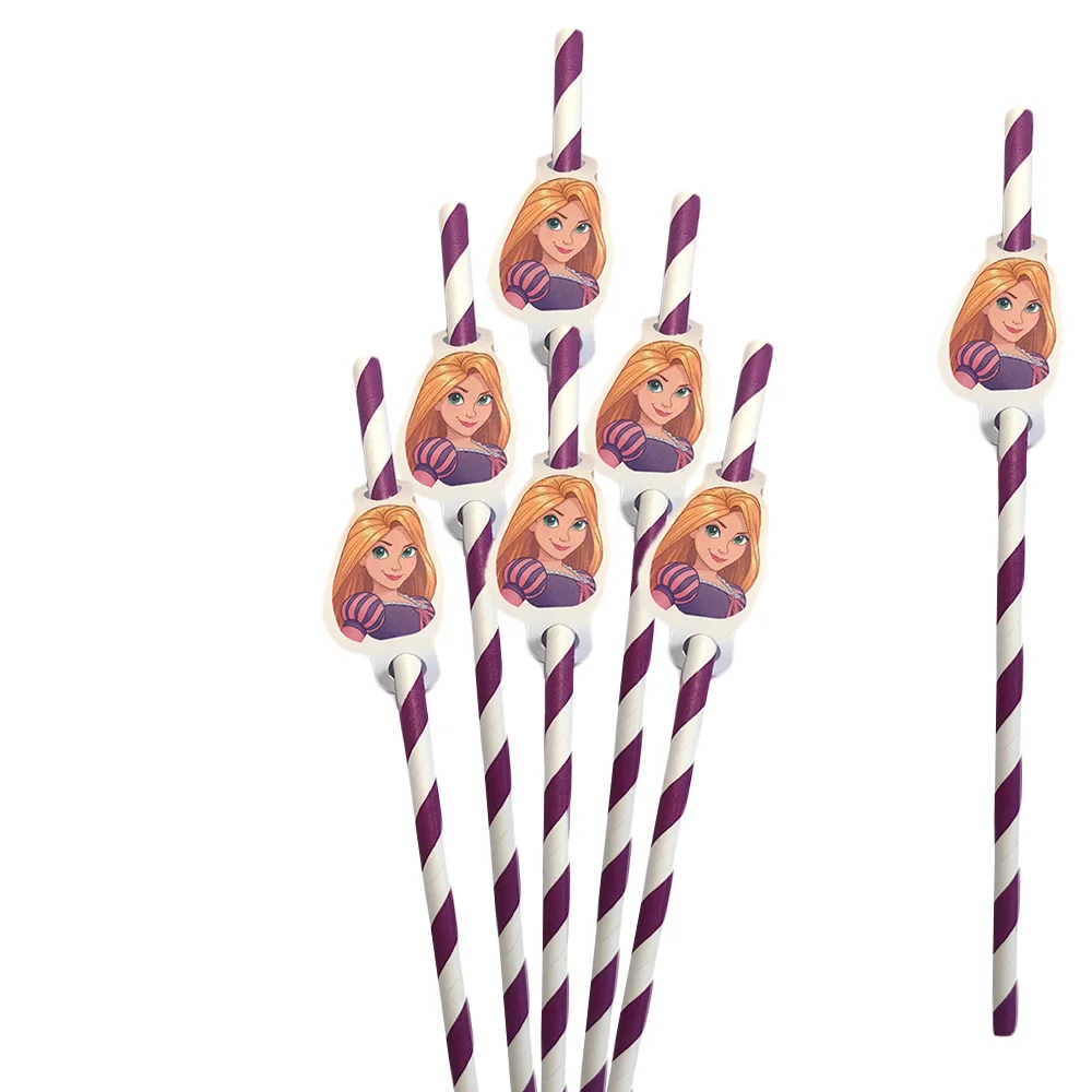7/21 stücke Disney Cinderella Papier Strohhalme Geburtstag Dekoration Einweg Strohhalme Geburtstag Party Liefert Mädchen Baby Dusche Liefert 7