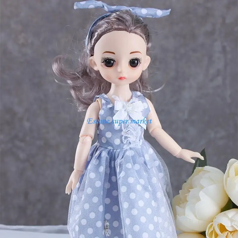 

090B 30cm Beautiful Little Girl Princess Toy 15 Movable Joints for Doll with Fashion Dress Birthday Gifts