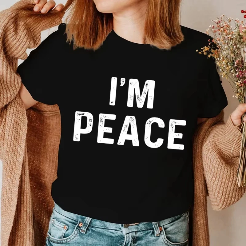 Couple T-shirt I'm Peace/i Come in Peace Printed Clothes Lovers Tshirt Summer Fashion Short Sleeve Tees Brand Women Couple Top