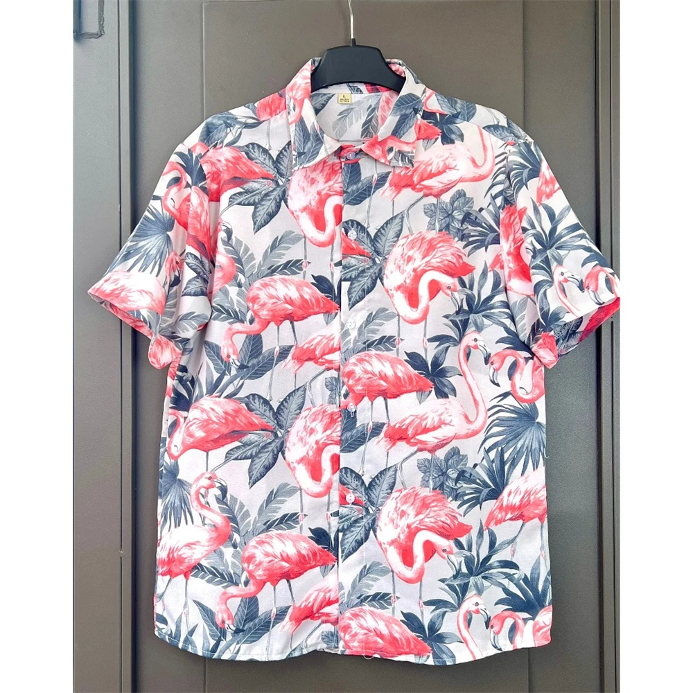 

Разноцветная молодежная и яркая рубашка с яркими цветами и растениями для мужской одежды, пляжная летняя одежда для отдыха и вечеринки OOTD