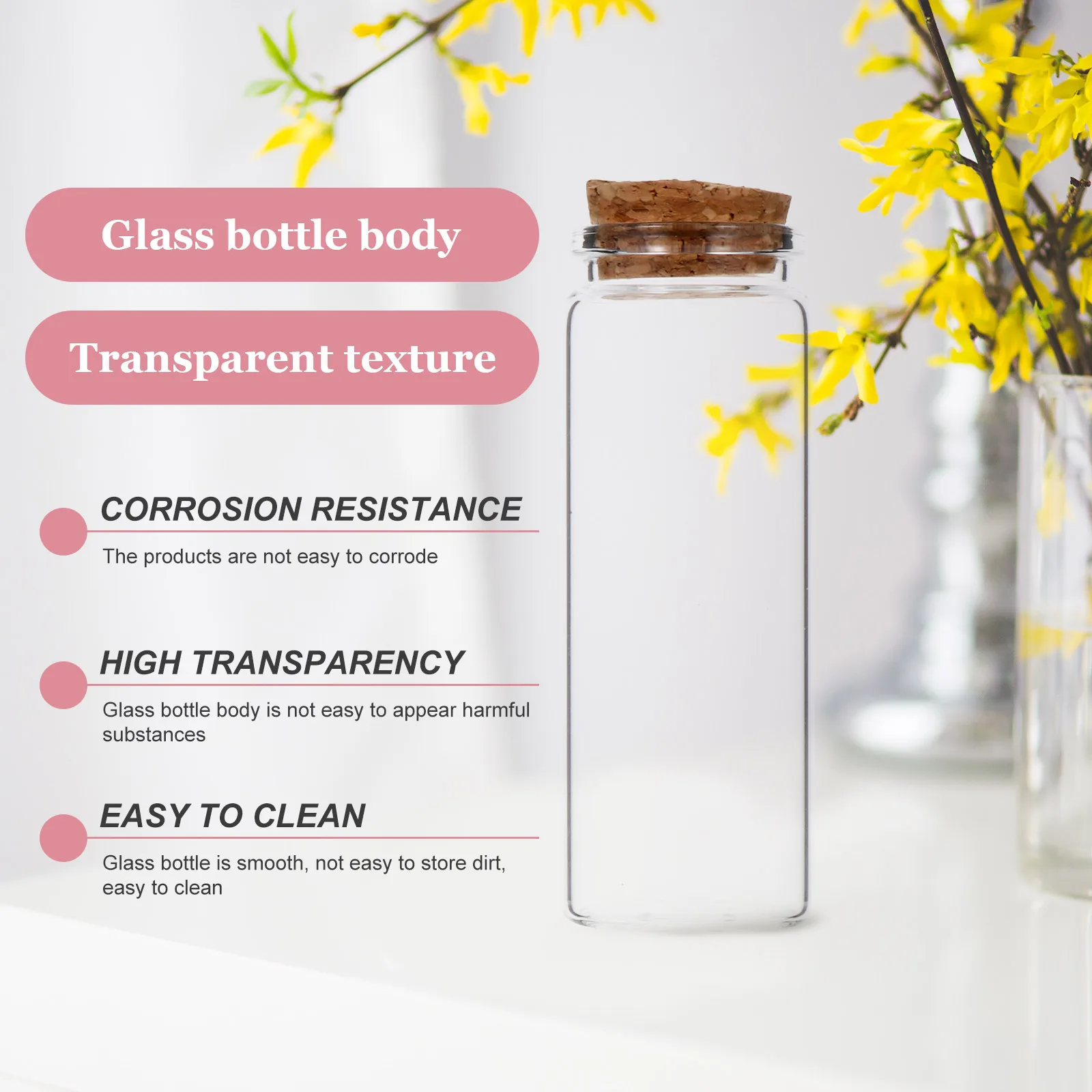 

10Pcs Glass Storage Bottles Sealing Lid Compact Multipurpose Containers for Candy Tea Leaf Snacks Desktop Organization