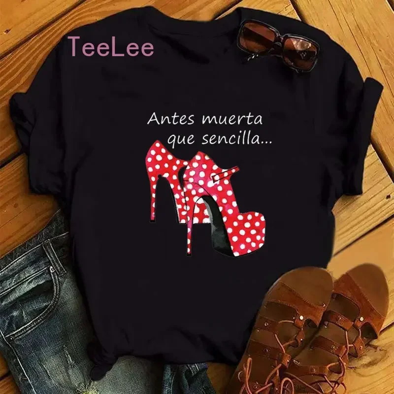 Maglietta da donna Flamengo Dance Cartoon Girl Camicie stampate Moda O-Collo Femme Magliette Cute Tops Tees Donna Abiti estetici