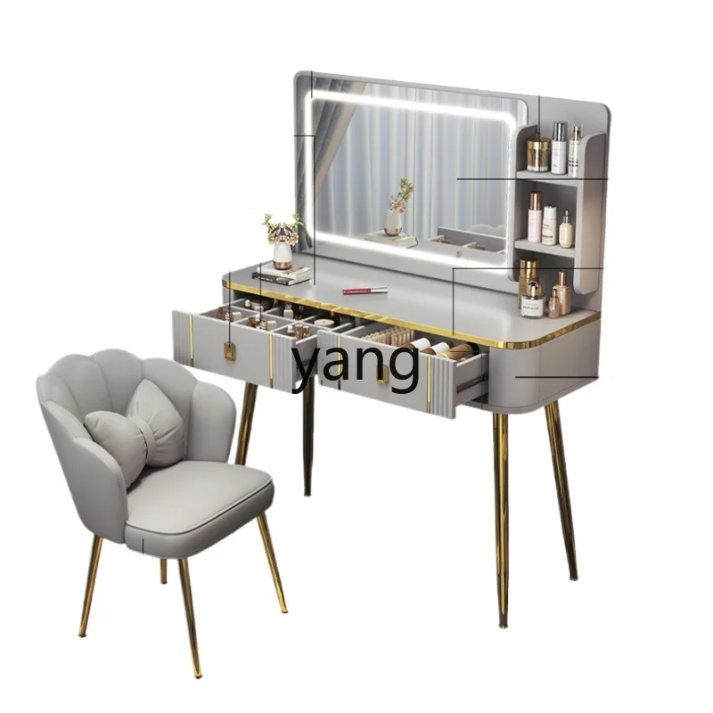 

LXL Dressing Table Bedroom Modern Small Makeup Table Master Bedroom Bedside Desk Mirror Integrated