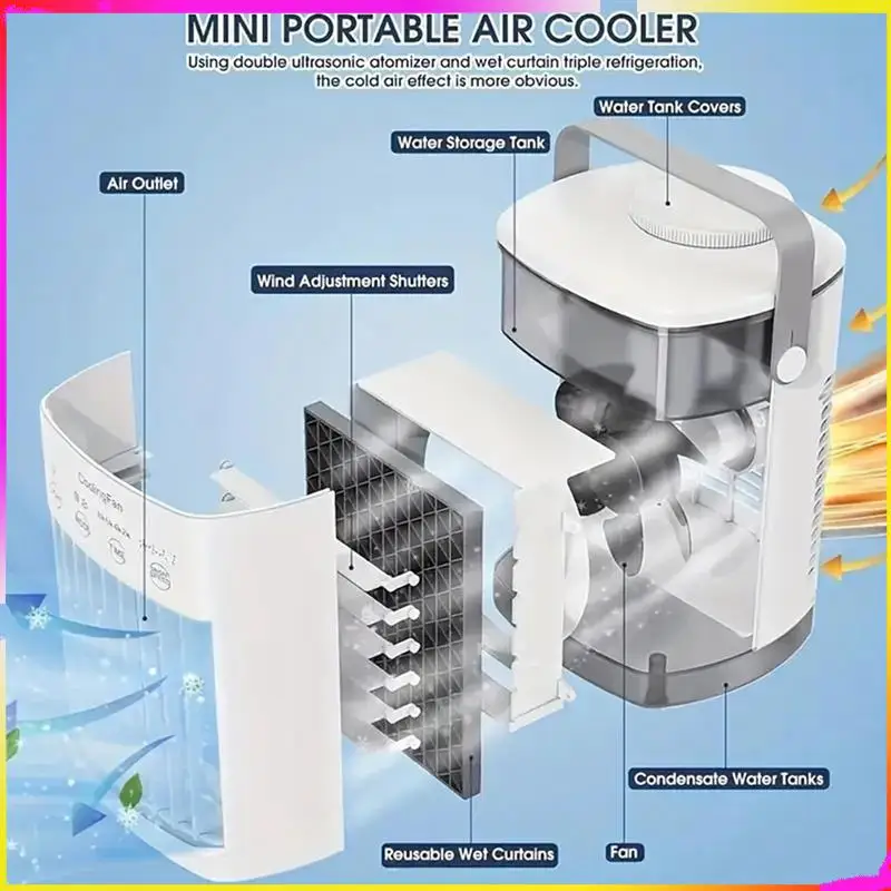

M04K Humidifying Desktop Cooling Fan Multi-Speed Mode Silent Operation Equipped With 7-Color LED Light