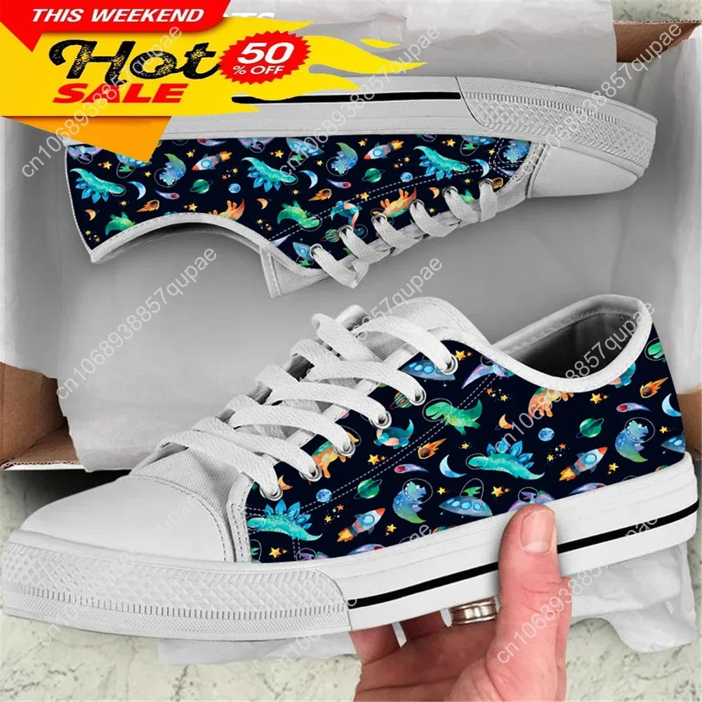Lovely Dinosaur Design Low Top Shoes Men Women Teenager Sneakers Canvas High Quality Sneaker Casual Customized Couple Shoe
