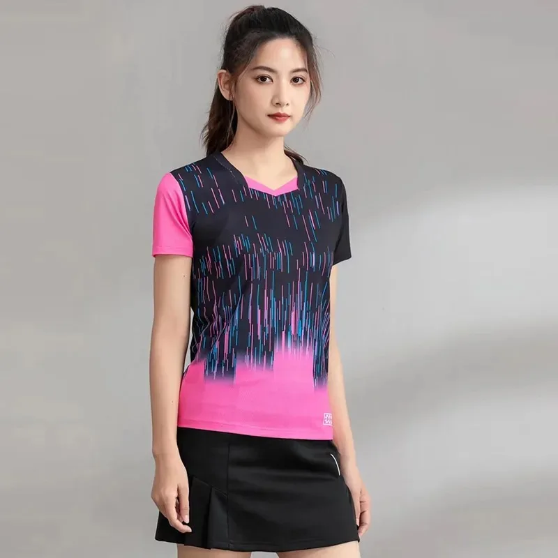 Women Tennis T Shirt , Girls Boys Tennis Tee Shirts Tennis Sportwear , Couple Print Short Sleeve Volleyball Badminton Uniform