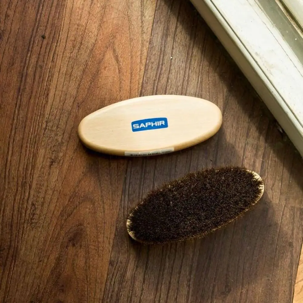 Oval Hair Brush for Shoe Polish - Brown Bristles, 5 for Polishing Leather Shoes