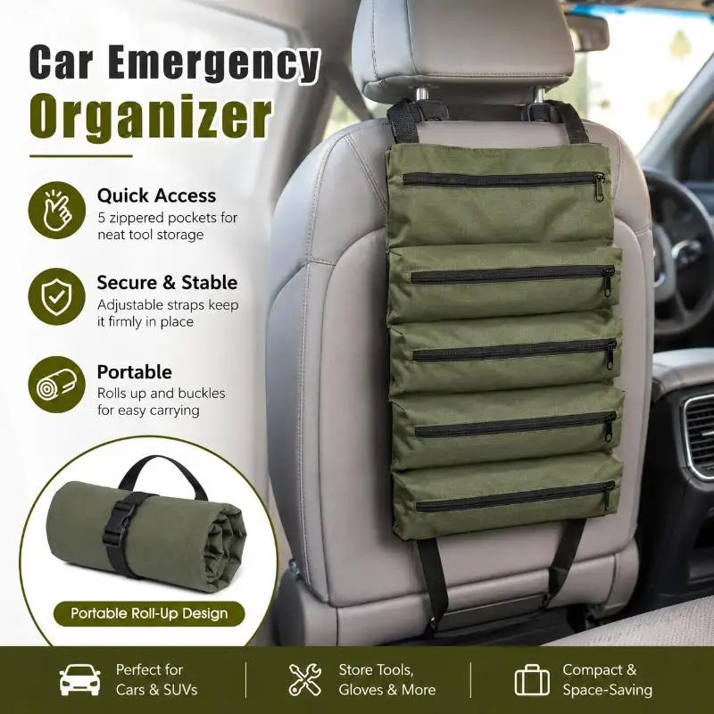 Heavy Duty Oxford Fabric Roll Up Tool Bag Multi Function Tool Organizer Portable Pouch for Mechanics Outdoor Working
