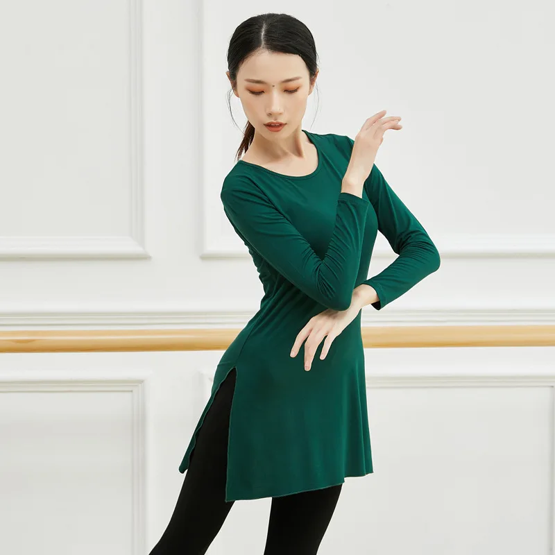 بدلة رقص عصرية فضفاضة بأكمام طويلة للربيع، بدلة ممارسة الرقص الكلاسيكي