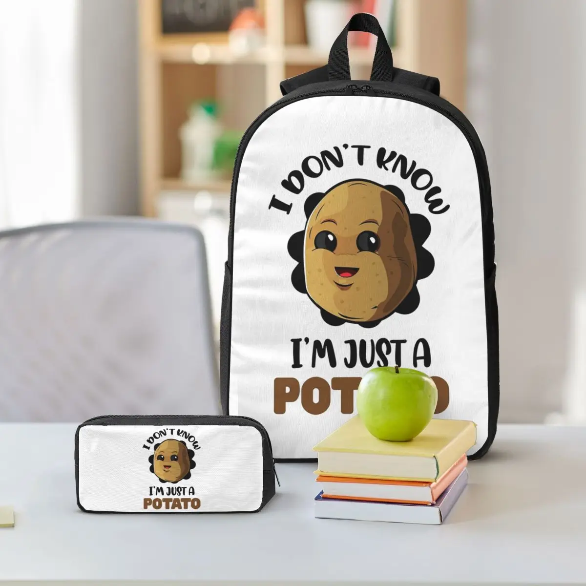 I Don't Know I'm Just A Potato - Potato Lover Gift Backpack BookBag School Bag Shoulder Bags 3ps Insulated Lunch Bag Pencil Case