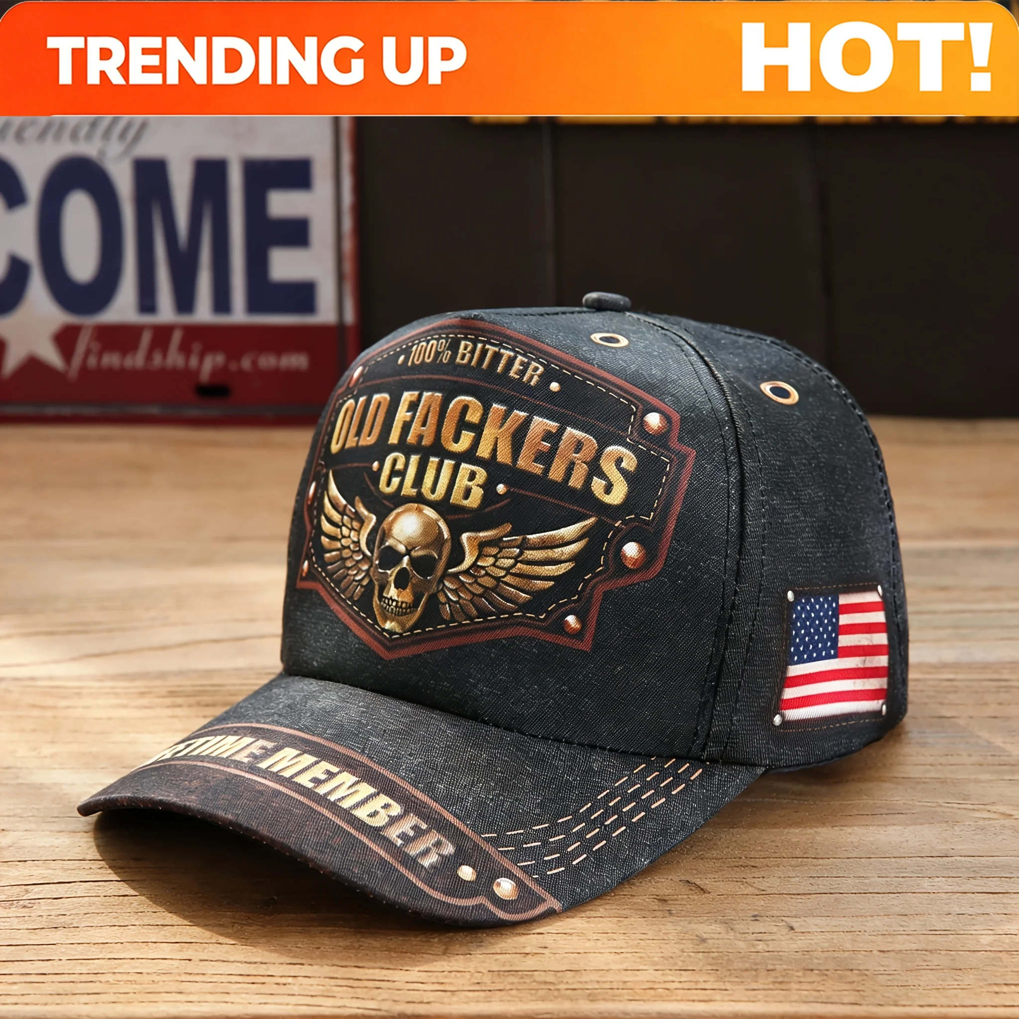 Punk Retro Baseball Cap - Adjustable Distressed Vintage Hat with Curved Brim, Lightweight Suitable for Autumn/Winter, Machine