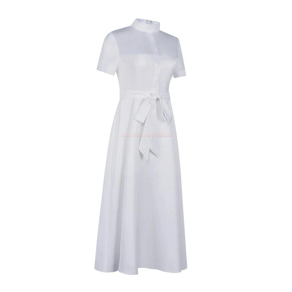 ‌ أنيمي واتشي وو تابيتاي هيتودينشي كاواسومي شيري ‌   أزياء تنكرية للنساء فستان أبيض زي أداء المسرح للهالوين