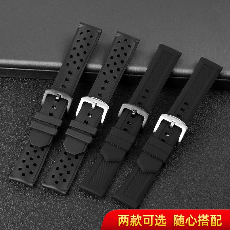 22mm Men Black Nature Watchband Silicone Rubber Watches Band Belt Fit for TAG Watch Heuer Racing F1 WAZ2113 waterproof strap