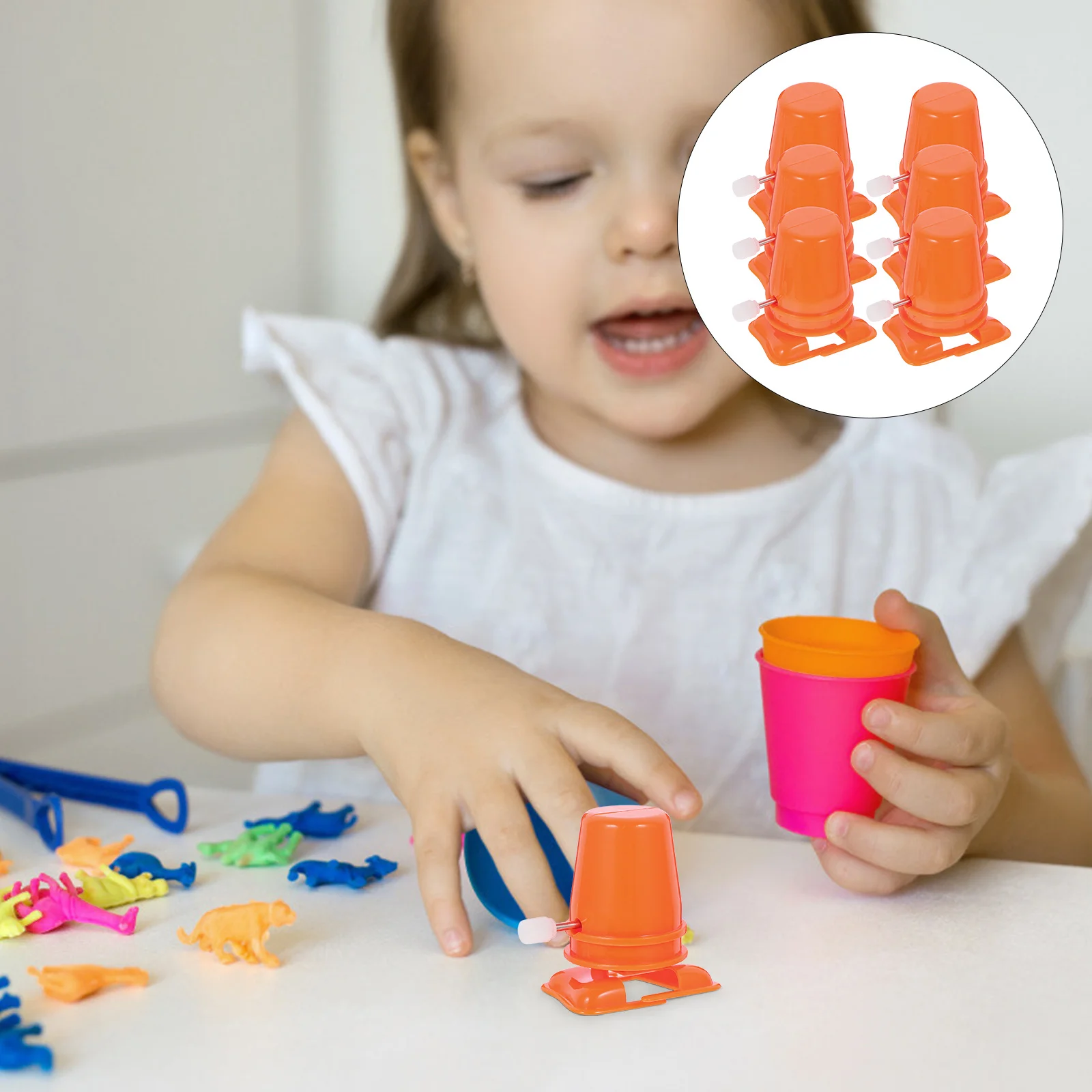 6 uds cuerda mecanismo de relojería Material PP suave DIY Robot para caminar Mini mecanismo de repuesto accesorio mecanismo de juguete de cuerda