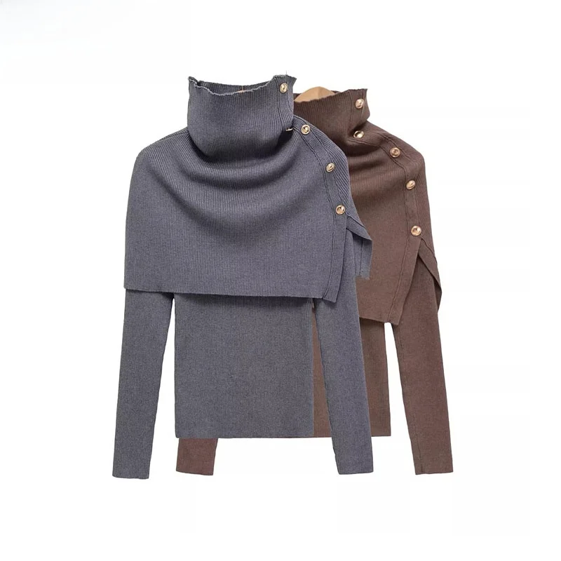 Ensemble pull Long tricoté en Fiber de Polyester pour femme, vêtements pour femmes, nouvelle collection automne 2026, avec métal bleu