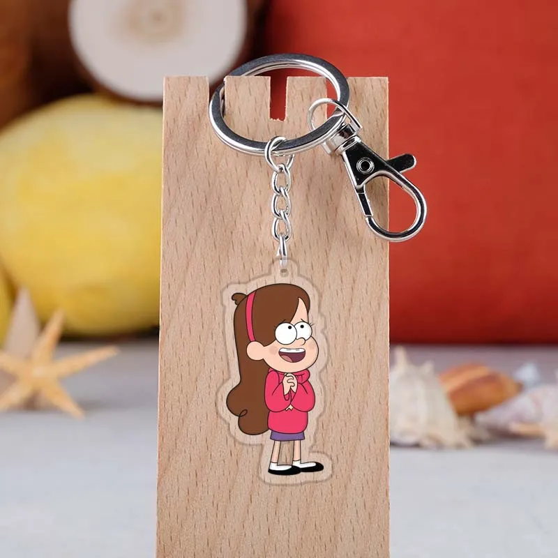 Gravity Falls Acrylic Keychains New Disney Anime Car Key Ring School Bags Pendant Coin Purse Decoration Kids Classic Toys Gift